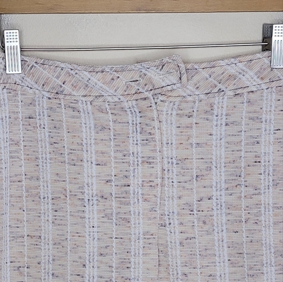 Vintage Douglas Marc | Tan Marled & White Striped Wide Leg Cuffed Pants Trousers - Picture 3 of 9